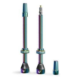 Shredr. Tubeless Valve Set, Presta Valves for Tubeless Tyres, Super Light Aluminium, Colourful Anodised French Valve, for Road Bike/Gravel Aero Rims (Rainbow, 80)