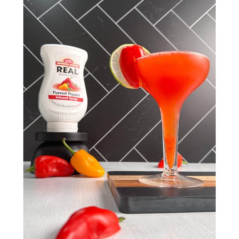 Gourmet Pepper Reàl Infused Exotics, Pureed Pepper Infused Syrup, 16.9