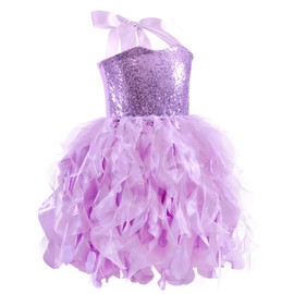 Lavender Tutu Princess Birthday Dress for Girls Sparkly Sequin Tulle Fairy Party Dresses for Kids Prom Sneaker Ball Gown Fancy Wedding Dance Pageant Outfit 7-8T