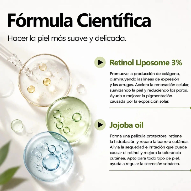Sérum Facial Retinol Aceite Jojoba 30ml Piel Hidratada Antiarrugas