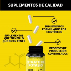 Citrato Potasio 1000mg Con Platano En Polvo, Curcuma Capsulas (curcuminoides) Y Semilla De Uva - Potassium Citrate - Curcumina - Vitaminas Mujer / Hombre - Sin Rellenos - 180 Cápsulas