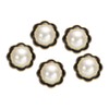 HARFINGTON 5pcs 28L Gold White Faux Pearl Buttons 18mm 23/32"
