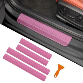 QZTYTY 4PCS Car Door Sill Protector, Car Door Edge Guards, 3D Carbon Fiber Auto Door Entry Edge Guard Protection Trim, Anti-Scratch Car Door Threshold Strips Car Accessories for Vehicles (3D Pink)