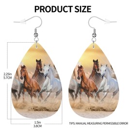 Horse Teardrop Earrings For Women, Dangle Earrings Jewelry For Women, Lightweight Faux Leather Earrings Gifts