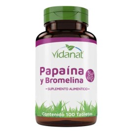 Papaina Y Bromelina 100 Tabletas Vidanat Sabor Sin sabor