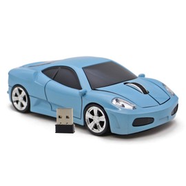 DAY DAY HAPPY Computer Mouse USB 2.4GHz Racing Car 3D Wireless Mouse Optical Mice for Windows and Mac (Blue)