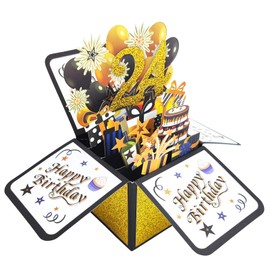 Asmallgf Great 24th Birthday Pop Up Card for Friends, Happy 24 Year Old Birthday Gifts for Women Men, Funny 24 Birthday Decorations for Him Her