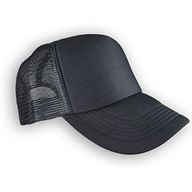 D10 Plain Trucker Hat Cap - Unisex Adjustable Mesh Baseball - (Black)