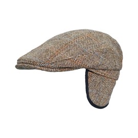 WALKER AND HAWKES - Harris Tweed Edward Flat Cap w/Foldable Ear Flaps - White Sand - 2X-Large (61cm)