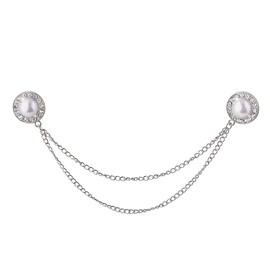 Pearl Brooch Pins Rhinestone Lapel Pin for Men Tassel Chain Brooch Collar Pins Hanging Chain Brooches Suit Pin for Men Women Birthday Wedding Party Accessories