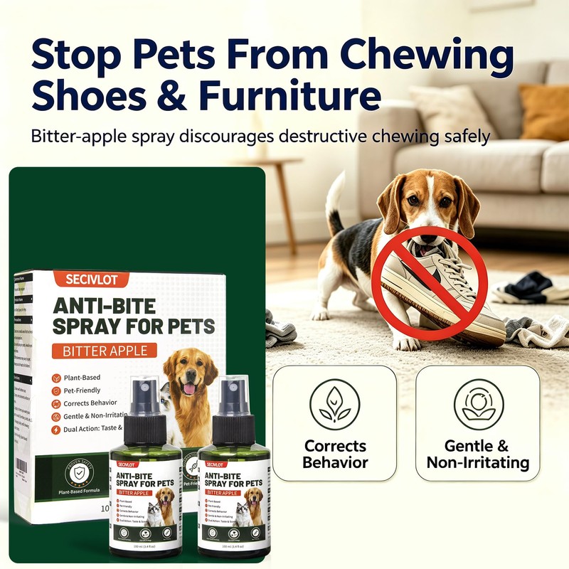 SECIVLOT Bitter Apple Spray for Dogs, No Chew Training Aid