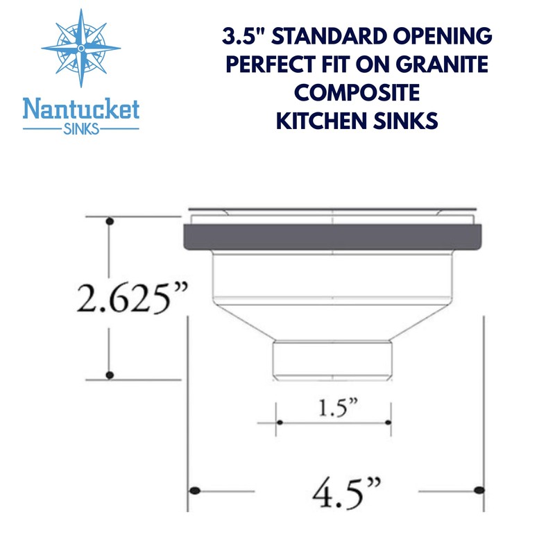 Nantucket Sinks 3.5KD-GCW 3.5" Basket Strainer Kitchen Drain Assembly Set