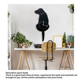RESFNSE Dog Wall Clock Home Decor Clock Children's Bedroom Wall Decor Dog Wagging Tail Clock Gifts for Children Birthday White