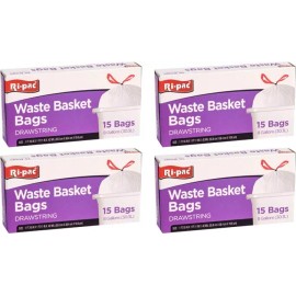Ri-Pac Set of 60 Small 8-Gallon Trash Bags With Drawstring