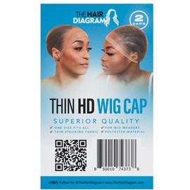 The Hair Diagram Ultra Thin HD Wig Cap - Nude Wig Cap for Seamless Wig Application - Stretch Fit For All Head Sizes - Compatible With Bold Hold Products - Pack of 2 Caps
