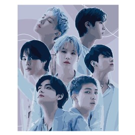 Paint by Numbers Adults, Kpop BTS Paint by Numbers, DIY Hand Painted Oil Painting Kit for Beginners and Adults, BTS Fan Item, BTS Fans Creative Gift, Home Decoration, Without Frame, 40 x 50 cm (W)