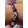 Lepidolite Natural Hamsa Hand Aromatherapy Lepidolite Beads Bracelet 8mm Handmade