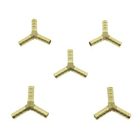 Brass Y-piece compressed air hose connector, hose Y fitting, 6 mm, 8 mm, 10 mm, 12 mm (6 mm), pack of 5