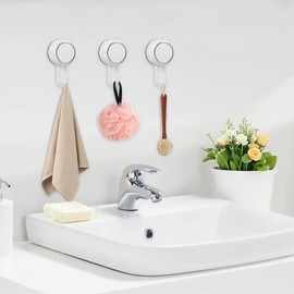 Lvingmax Suction Cup Hooks, Heavy Duty Shower Suction Hooks, Removable Suction Cups with Hook for Bathroom, Kitchen, Wall, Mirror, Window, Door, No Damage Shower Hook for Hanging Loofah, Towel, Robe