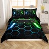 Tabeskly Boy Black Green Gaming Bedding Duvet Cover Set Double,