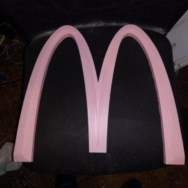 McDonald's 25 Inch PINK McDonald’s Big “M” 3D Advertising Sign Golden Arches 3D Printed