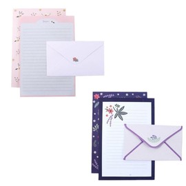Flower Design Letter Paper and Envelopes Set, 12 Writing Stationery Paper and 6 Envelopes, for Party Wedding Invitations Greeting Cards