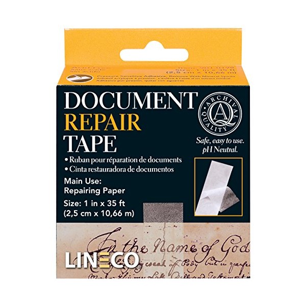 Lineco Self-Adhesive Document Repair Tape, 1" by 35', Transparent 1"X35'