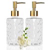 Clear Glass Soap Dispenser with Gold Plastic Pump, 2 Pack