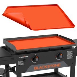 MBYLOEBA 28 Inch Griddle Cover Mat for Blackstone, All-Season Protection Against Dirt & Rust, Food Grade Silicone Grill Mat (ORANGE)