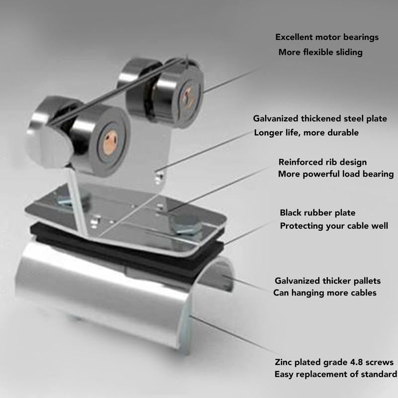 Stainless Steel Track Roller Wheel Trolley 24mm Pulley Diameter Cable