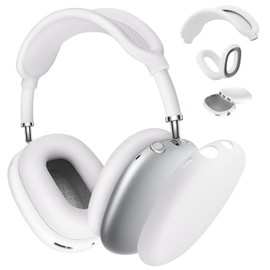 Silicone Case Cover for AirPods Max Headphones, Anti-Scratch Ear Pad Case Cover/Ear Cups Cover/Headband Cover for AirPods Max, 3-in-1 Accessories Case Protector Cover for Airpods Max (White)