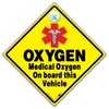 Medical Oxygen On Board Vehicle Warning Sign, 14 cm x