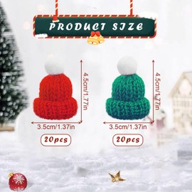 UILYNIU 40 Pieces Mini Santa Hat, Christmas Mini Knitting Hats, Mini Christmas Decoration, Colorful Knitted Hat set, Toy Decorative Hats, for Christmas Tree Ornaments and Christmas Decor (2 color)