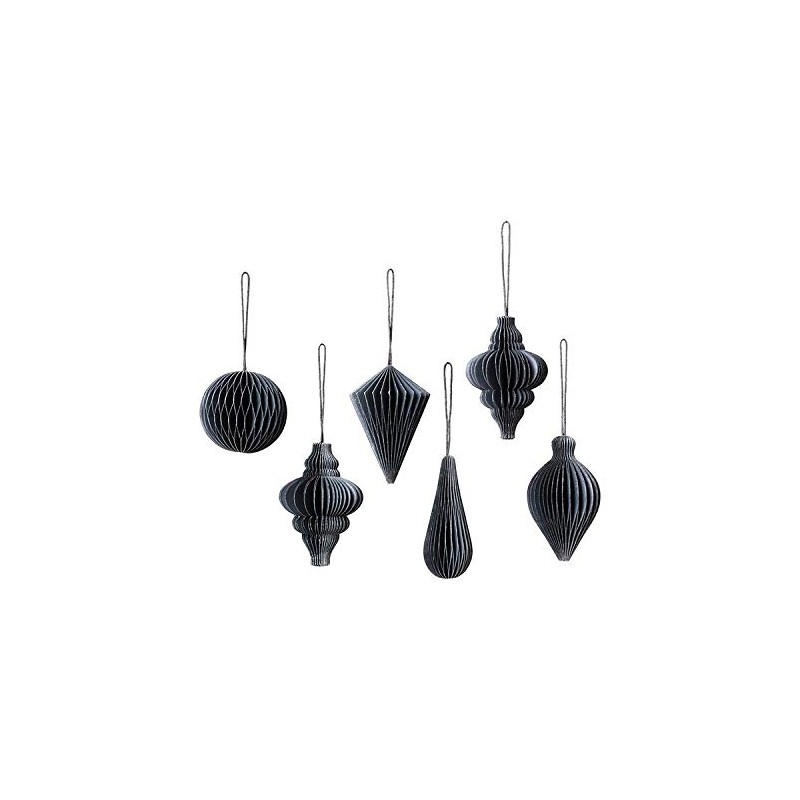 Broste Decorative Christmas Mix Paper Pendants Set of 6 Ready