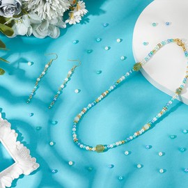 PH PandaHall 480pcs 6 Colours Pearl Beads Blue Green Series Glass Beads 4mm Satin Pearl Bead Craft Bead Spacers for Summer Ocean Themed Necklace Bracelet Jewellery Making