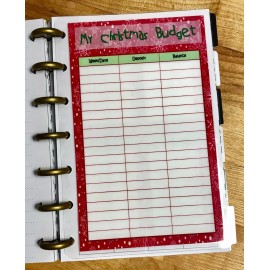 Handmade Christmas Budget Tracker Dashboard for use with the MINI Happy Planner