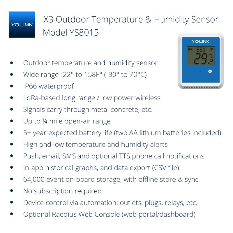 YoLink X3 Outdoor Temperature and Humidity Sensor