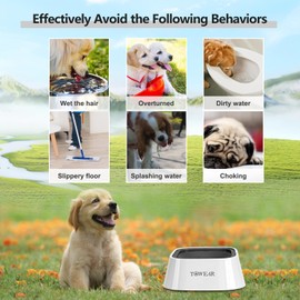 No Splash Dog Water Bowl with Floating Disk, 1.5L Slow Drinking Feeder, Anti-Overflow Anti-Choking No Spill Pet Water Bowl For Dog Cat Puppy Kitten (Black)
