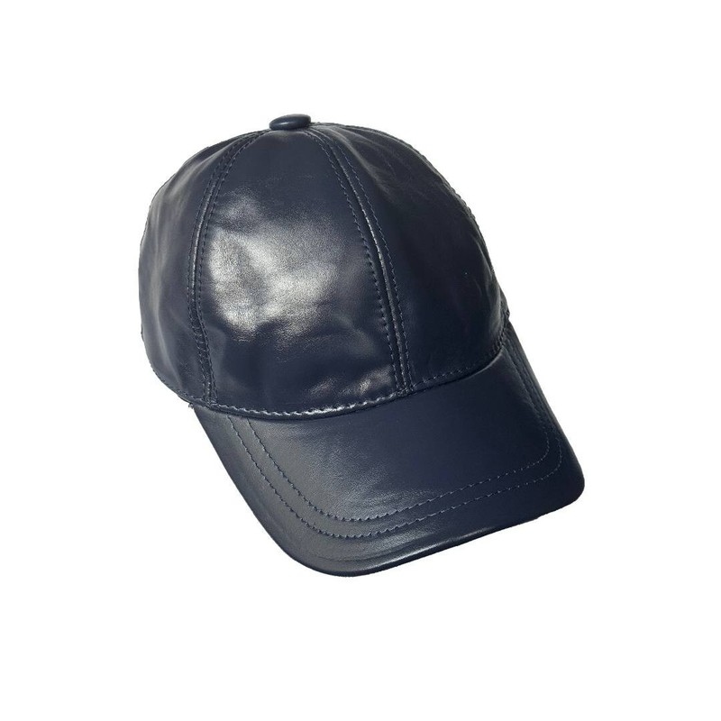 Lukkizara Navy Genuine Lambskin Leather Baseball Cap Hat Men Dad