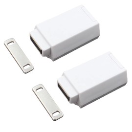 2Pcs Push to Open Door Catches, Cabinet Magnetic Push Latch Touch Release Door Catches for Kitchen Wardrobe Drawer Door, White