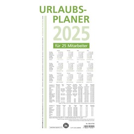 Zettler - Holiday Planner 2025 White, 100 x 42 cm, Wall Planner with 16 Months on 1 Page, for 25 People, Folded to 14 x 29.7 cm, Blue Angel, Monthly Overview and German Calendar