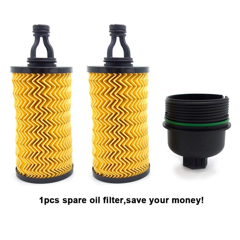 2 Pack Oil Filter & 1 pcs Filter Cap Fit