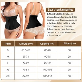 HomeChi Faja Reductora para Mujeres, Corsé Moldeador para Control de Abdomen, Banda Postparto con Cremallera y Ganchos para Deporte y Ejercicio, Negro, S