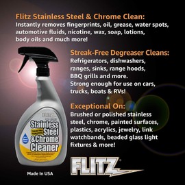 Flitz Stainless Steel Cleaner and Polish For Appliances, Streak Free Shine for Refrigerators, Dishwashers, Sinks, BBQ Grills, Ovens and More, 32 oz