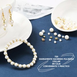 MECOS Cuentas Espaciadoras, 827 Piezas Cuentas De Cristal Redondas Perlas Para Manualidades, Con Cuentas Espaciadoras Doradas De 5 Formas Para Hacer Joyas, Aretes, Bisutería Pulsera DIY Manualidades