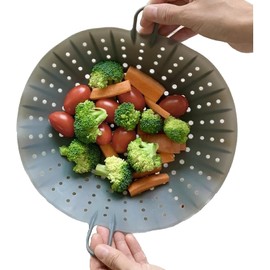  Silicone Steamer Basket 10' Size, Silicone Steamer Insert for Pot Flexible Design (Gray) Stocking Stuffer