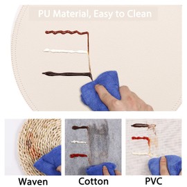 Set of 4 Faux Leather Round Placemats and Coasters, Coffee Mats Kitchen Table Mats, Waterproof, Easy to Clean for Kitchen Dining Round Table