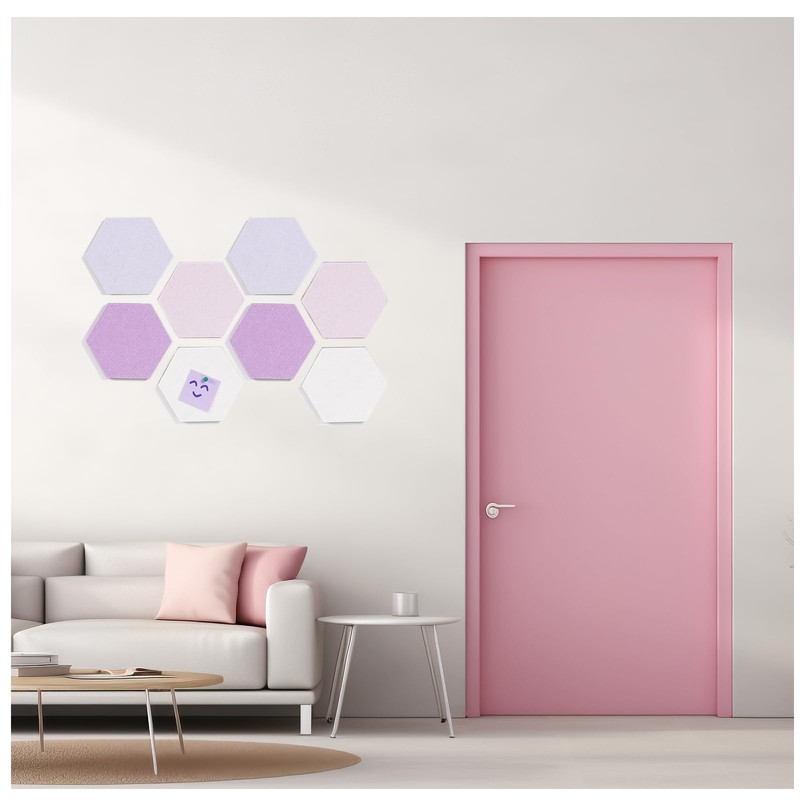 LAJAR 8 Pcs Hexagon Felt Bulletin Board Tiles, Self Adhesive