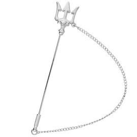 Flairs New York Gentleman's Essentials Premium Handmade Artisan Lapel Pins (Silver Trident with Chain)