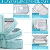Large Capacity Pencil Case Pouch with 3 Compartments Portable Canvas